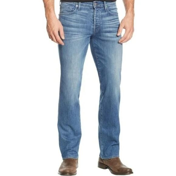 7 For All Mankind Standard Jeans 100% Cotton Straight Leg Button Fly Blue 38" - Picture 1 of 7